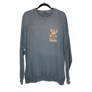 Wild Things Whimsical Mushroom 100% Cotton Gray Sweatshirt size Medium